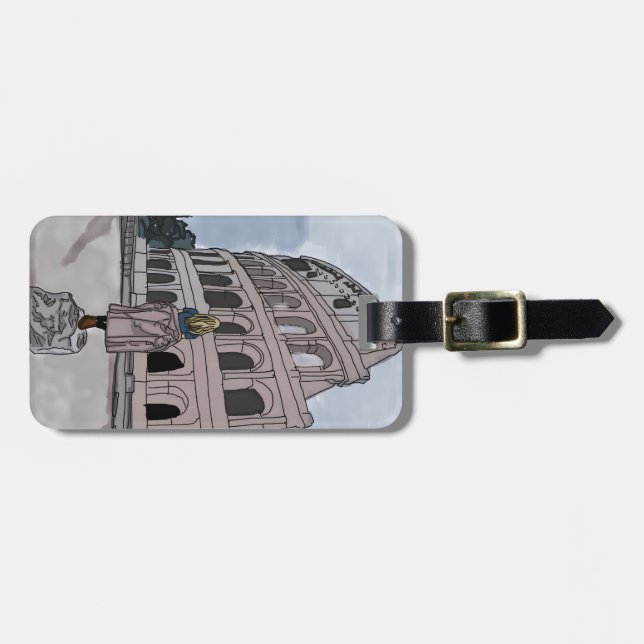 Étiquette À Bagage Fille devant le Colisée. (Devant horizontal)