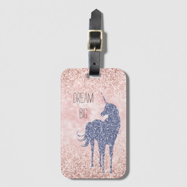Étiquette À Bagage Fille Glam Blush rose violet Parties scintillant U (Devant Vertical)