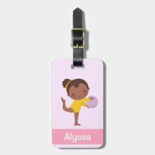 Étiquette À Bagage Fille Gymnaste Mignonne avec Balle Personnalisée