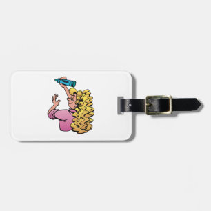 Étiquette À Bagage Fille joueuse avec crayon