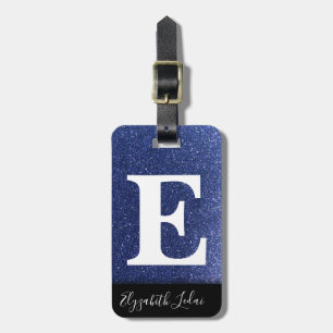 Étiquette À Bagage Fille Marine Bleu Argent Ombre Parties scintillant