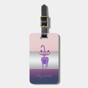 Étiquette À Bagage Fille moderne élégante, Chat