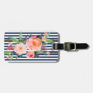 Étiquette À Bagage Fille Moderne Fleurs Chic -Grandes
