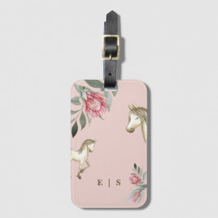 Étiquette À Bagage Fille Monogramme rose Pony