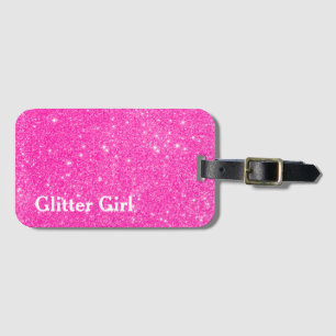 Étiquette À Bagage Fille Pailletée Rose Chaud Montre Ton Éclat