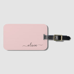 Étiquette À Bagage Fille rose rousse Vierge Script Monogramme Nom Mod