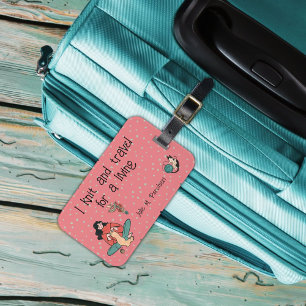 Étiquette À Bagage Fille tricot rose point arrière - plan fil retro l