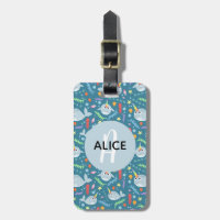 Filles Cute Narwhal Motif Monogramme Nom Enfants
