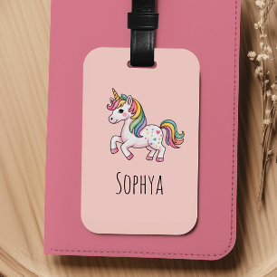 Étiquette À Bagage Filles Mignon Licorne Rose Enfants