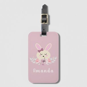 Étiquette À Bagage Filles mignonne Lapin pourpre Nom personnalisé Enf