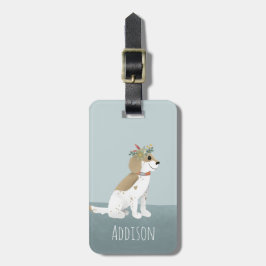 Étiquette À Bagage Filles mignonnes Chiot Cartoon Fleurs Enfants