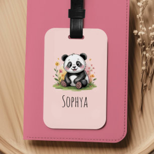 Étiquette À Bagage Filles Mignonnes Panda Rose Enfants