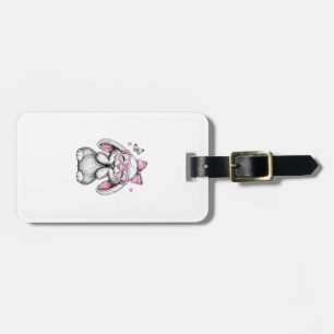 Étiquette À Bagage Filles Pâques Lapin Mignon Visage Rose Pâques Enfa
