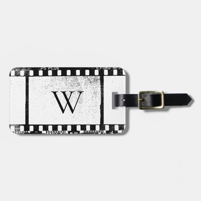 Étiquette À Bagage Film de 35 mm avec monogramme personnalisé (Devant horizontal)
