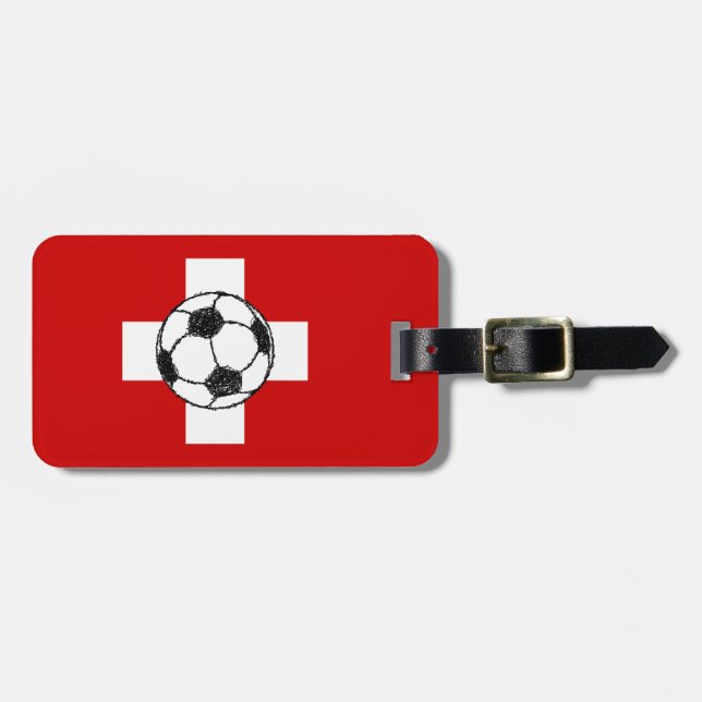 Étiquette À Bagage Flag de Switzerland | Football Ball (Devant horizontal)