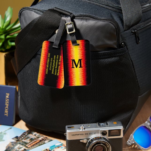 Étiquette À Bagage Flames rouges (Recto & Verso)