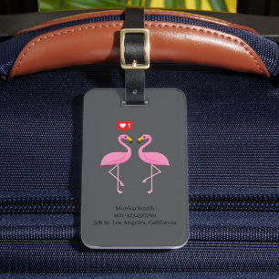Étiquette À Bagage Flamingo Rose Mignon Comme un Cœur Pastel Person