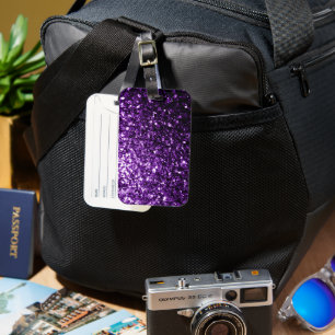 Étiquette À Bagage Flamme de parties scintillant foncé violet brillan