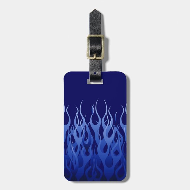 Étiquette À Bagage Flammes de emballage des véhicules à moteur bleues (Devant Vertical)
