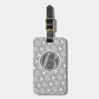 Étiquette À Bagage Flèches grises et blanches avec le monogramme