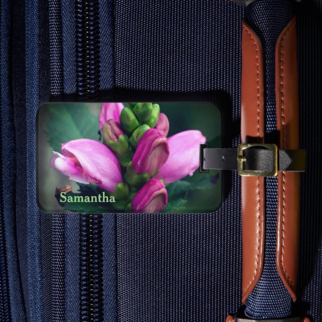 Étiquette À Bagage Fleur à tête de torchon rose personnalisée (Insitu Rectoal 4)