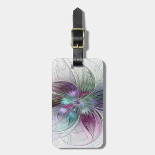 Étiquette À Bagage Fleur Abstraite Colorée Art Fractal Floral Moderne