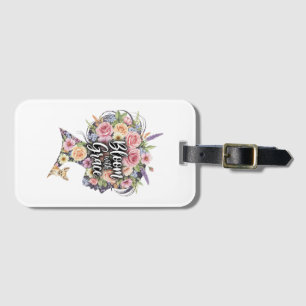 Étiquette À Bagage Fleur avec Grace Floral Inspiration Citation Desig