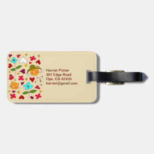 Étiquette À Bagage Fleur de chats florale mignonne Casquette 2