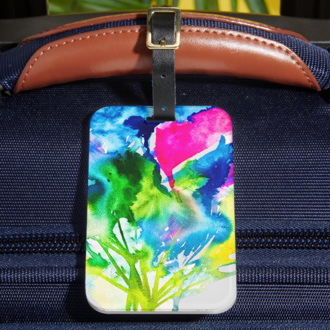 Étiquette À Bagage Fleur de cyclamen rose Aquarelle abstraite (Insitu Rectoal 2)