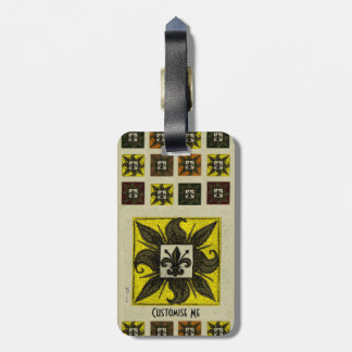 Étiquette À Bagage Fleur de Lis (Jaune) Carrelée