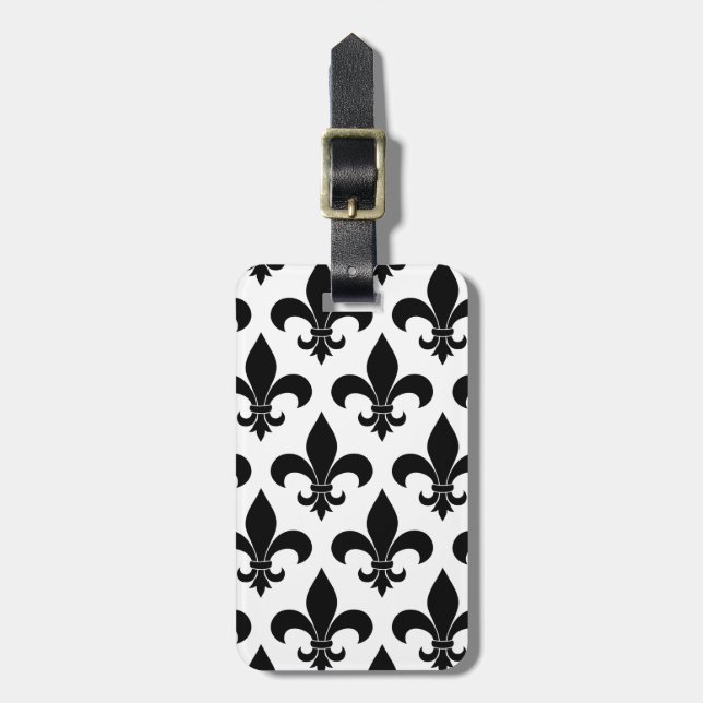 Étiquette À Bagage Fleur de lis Motif Classic (Devant Vertical)