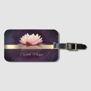 Étiquette À Bagage Fleur de lotus à rayure dorée Boho