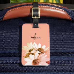 Étiquette À Bagage Fleur de marguerite lunaire Personnalisé Texte & C