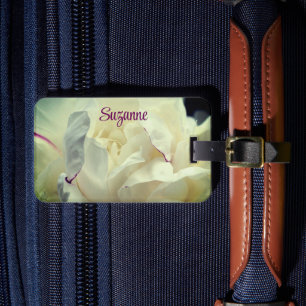 Étiquette À Bagage Fleur de pivoine blanche en fleurs gros personnali