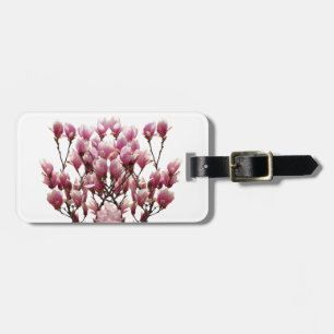 Étiquette À Bagage Fleur de printemps rose florissante Magnolias