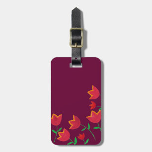Étiquette À Bagage fleur de tulipe rouge