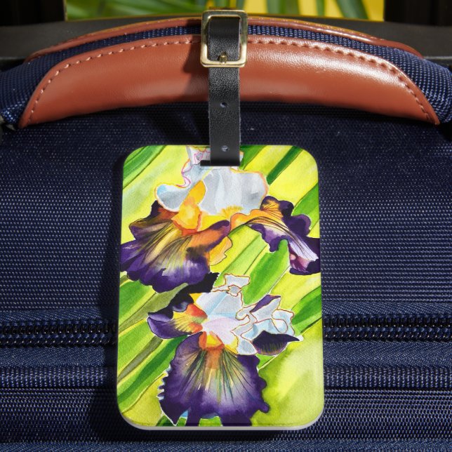 Étiquette À Bagage Fleur d'iris floral aquarelle (Insitu Rectoal 2)