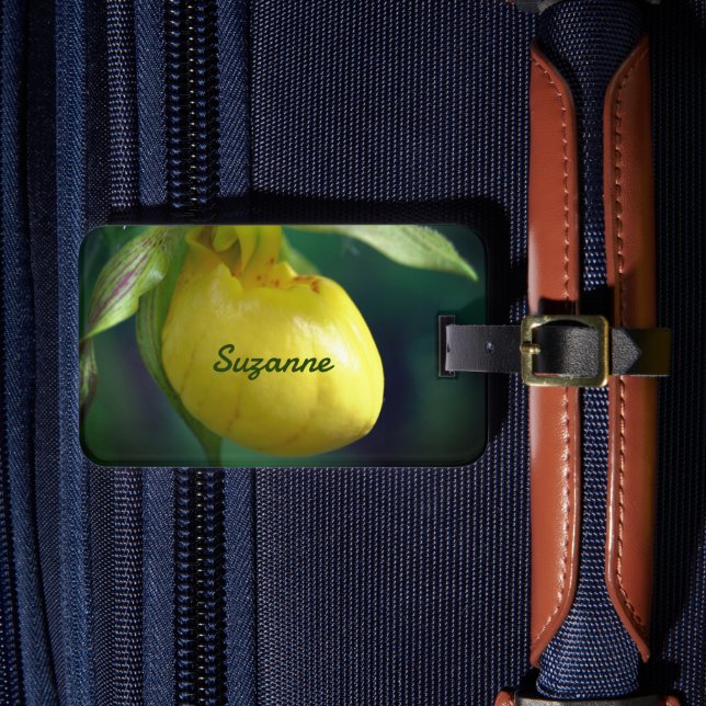 Étiquette À Bagage Fleur d'orchidée à chlipper jaune personnalisée (Insitu Rectoal 4)