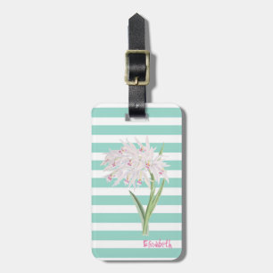 Étiquette À Bagage Fleur Fille Sur Des Bandes Blanches À La Menthe