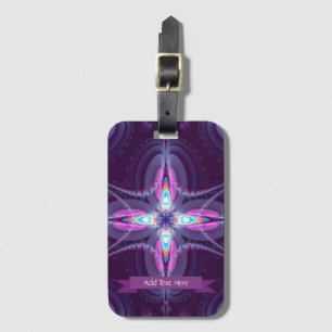 Étiquette À Bagage Fleur fractale rose pourpre
