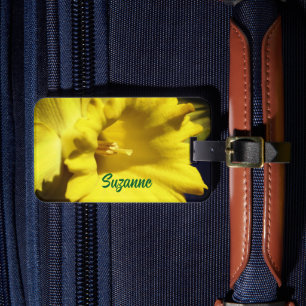 Étiquette À Bagage Fleur jonquille Jaune Fermer Personnalisée
