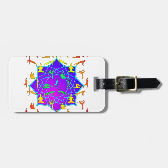 Étiquette À Bagage Fleur Lotus Avec Poireaux De Yoga (Devant horizontal)