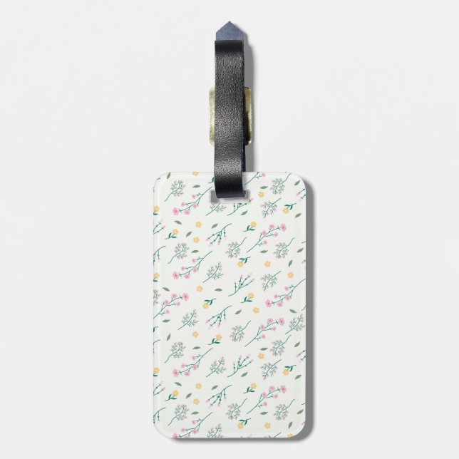 Étiquette À Bagage Fleur Motif Printemps Floral (Dos Vertical)