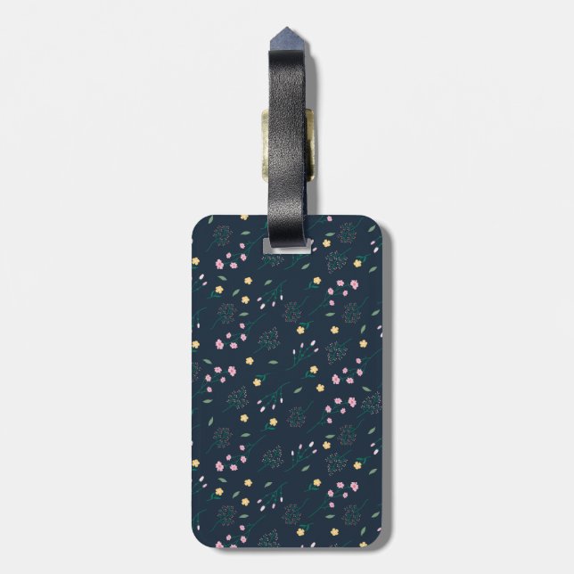 Étiquette À Bagage Fleur Motif Printemps Floral (Dos Vertical)