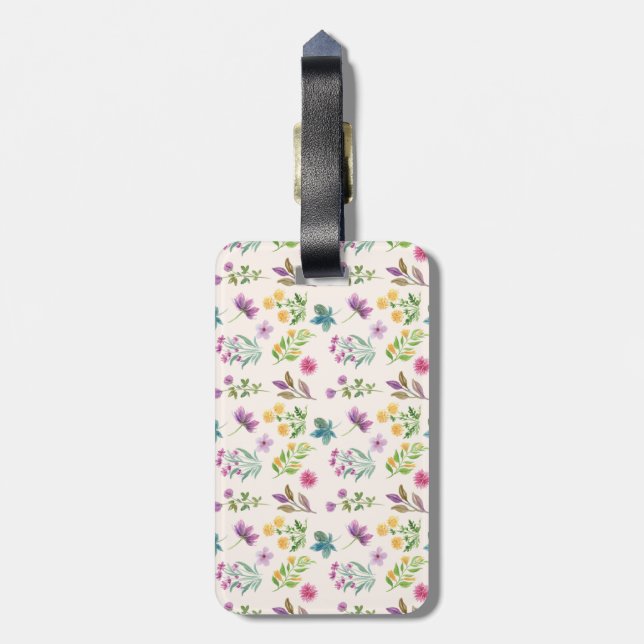 Étiquette À Bagage Fleur Motif Printemps Floral (Dos Vertical)