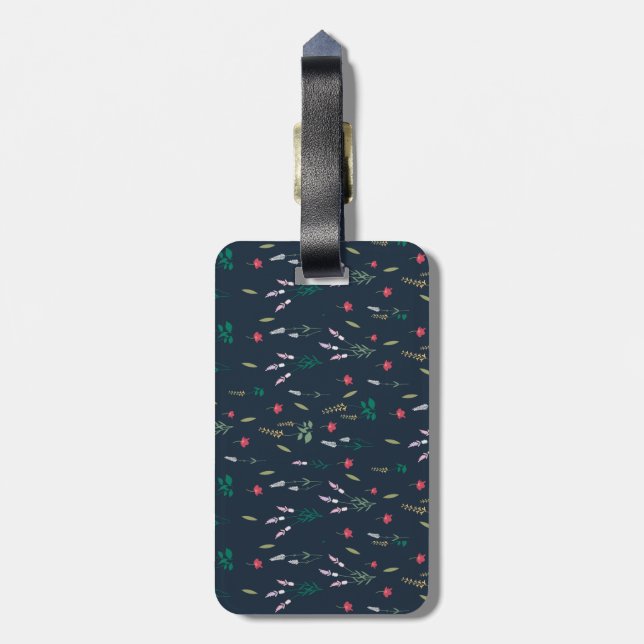 Étiquette À Bagage Fleur Motif Printemps Floral (Dos Vertical)