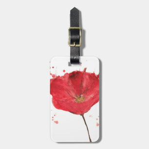 Étiquette À Bagage Fleur peinte 2 de pavot d'aquarelle