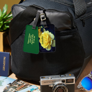 Étiquette À Bagage Fleur Rose Jaune En Pleine Fleur Personnalisée