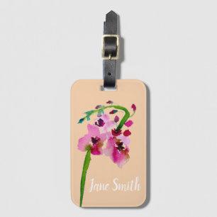 Étiquette À Bagage Fleur rose Verbascum art floral