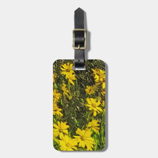Étiquette À Bagage Fleur sauvage jaune marguerites Abstrait (Devant Vertical)